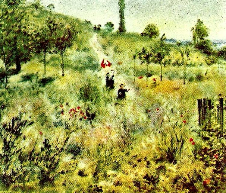 Pierre-Auguste Renoir stigen upp over faltet oil painting image